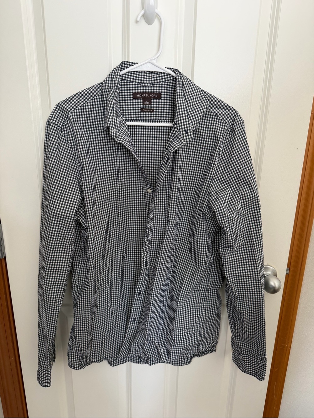 Michael Kors Men's Black & White Gingham Button-Down Shirt